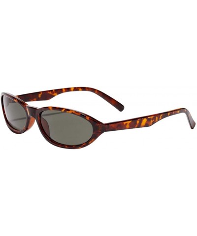 Oval Men Novelty UV400 Small Cat Eye Sunglasses Shades Rave Club Costume Hip-Hop - Brown - CE190DW2QDD $7.48