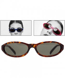 Oval Men Novelty UV400 Small Cat Eye Sunglasses Shades Rave Club Costume Hip-Hop - Brown - CE190DW2QDD $7.48