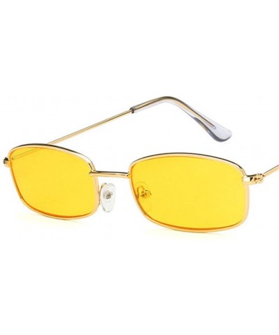 Rectangular Rectangle Sunglasses Men Women Retro Metal Frame Yellow Red Female Sun Glasses - C8silver Silver - CV194ODOWQD $1...