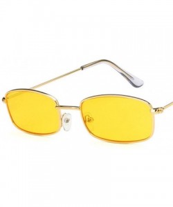 Rectangular Rectangle Sunglasses Men Women Retro Metal Frame Yellow Red Female Sun Glasses - C8silver Silver - CV194ODOWQD $1...