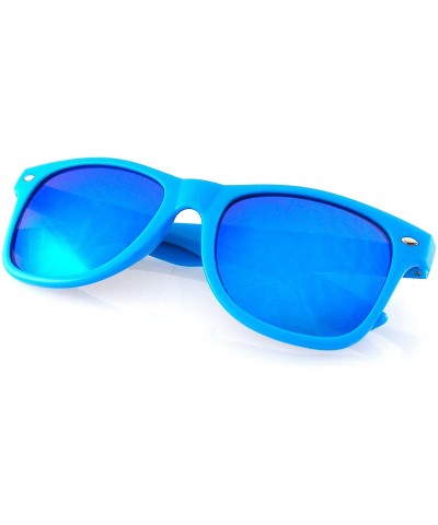 Wayfarer Reflective Flash Color Mirror Reflective Lens Neon Sunglasses - Blue - CF11N8HAWD3 $11.36
