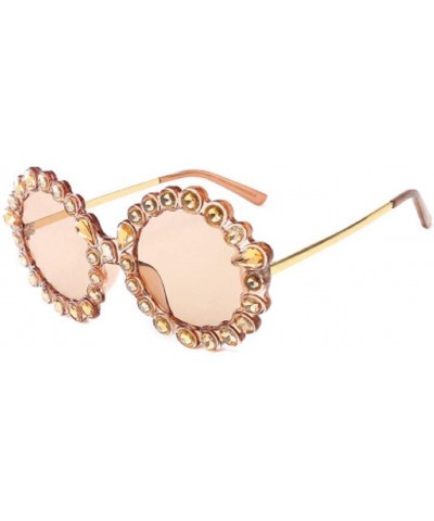 Square Round Oversized Rhinestone Sunglasses for Women Diamond Shades - C - CG18R4LYS8G $8.39