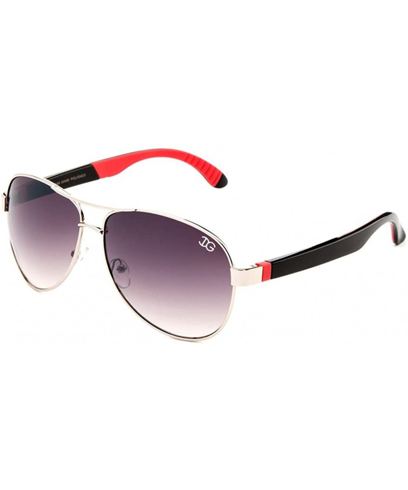 Aviator "Vibrance" Aviator Style Two Tone Aluminum Finish Sunglasses - Silver/Red - CS12C9SC983 $8.80