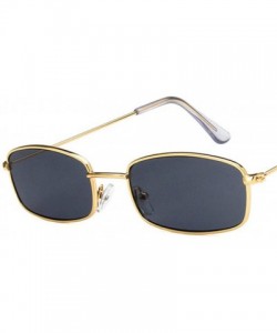 Rectangular Rectangle Sunglasses Men Women Retro Metal Frame Yellow Red Female Sun Glasses - C8silver Silver - CV194ODOWQD $1...