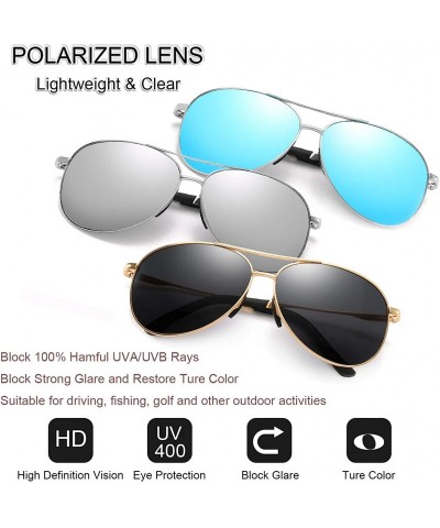 Oversized Polarized Aviator Sunglasses for Men and Women-UV400 Protection Mirrored Lens - Metal Frame with Spring Hinges - CO...