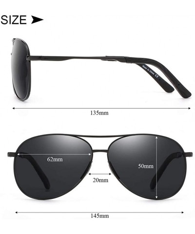 Oversized Polarized Aviator Sunglasses for Men and Women-UV400 Protection Mirrored Lens - Metal Frame with Spring Hinges - CO...