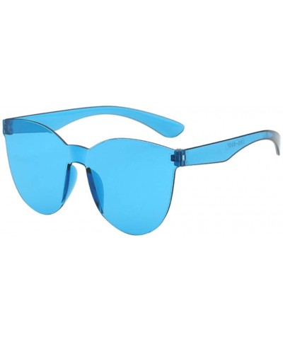 Rimless Fashion Jelly Design Style Sunglasses Sexy Retro Sunglasses Resin Lens Sunglasses - Unisex - Ocean Blue - CZ199Y2XXXO...