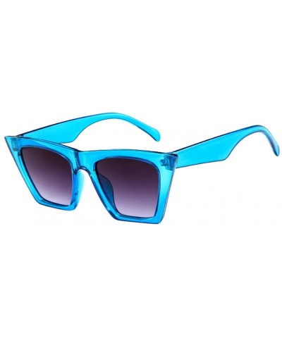 Cat Eye Fashion Women Ladies Fashionable Over-Sized Sunglasses Vintage Retro Cat Eye Sun Glasses - Blue - C818QK45IWL $8.43