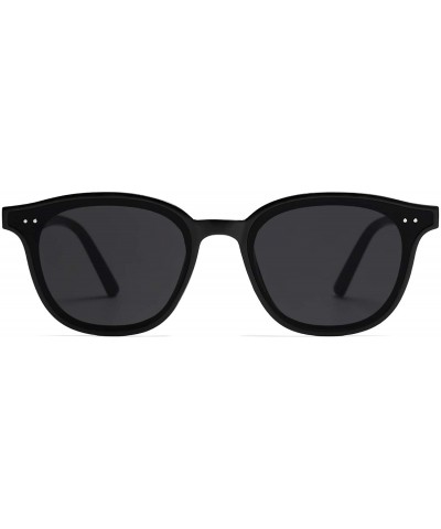 Square Small Retro Square Sunglasses with Rivets Flat Lens Sunnies Daytime SJ2114 - C1 Black Frame/Grey Lens - CE196T78WCC $1...