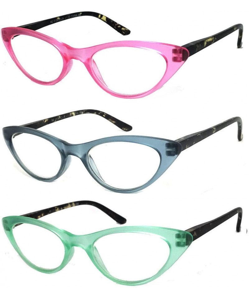 Cat Eye 3 Pairs K04 Retro Woman Cat Eye Full Lens Reading Glasses Spring Temple (Pink/Gray/Green - 1.50) - CW18H22OZ6H $36.78