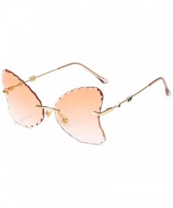 Butterfly Fashion lady sunglasses butterfly wings frameless wave trimming UV400 - Gold Frame Progressive Orange - CJ1998RY9X7...