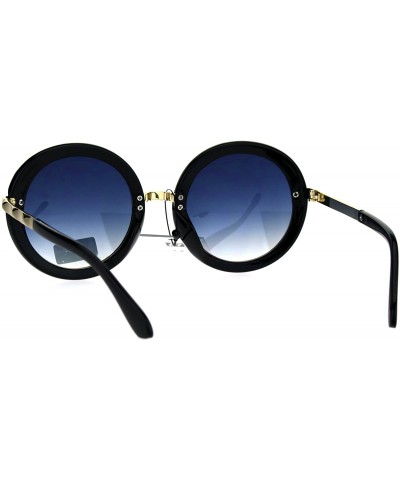 Round VG Designer Fashion Sunglasses Womens Vintage Round Frame UV 400 - Black Gold (Blue) - CC186XAICR5 $10.54