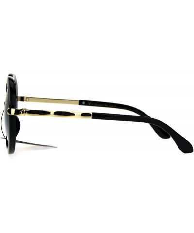 Round VG Designer Fashion Sunglasses Womens Vintage Round Frame UV 400 - Black Gold (Blue) - CC186XAICR5 $10.54