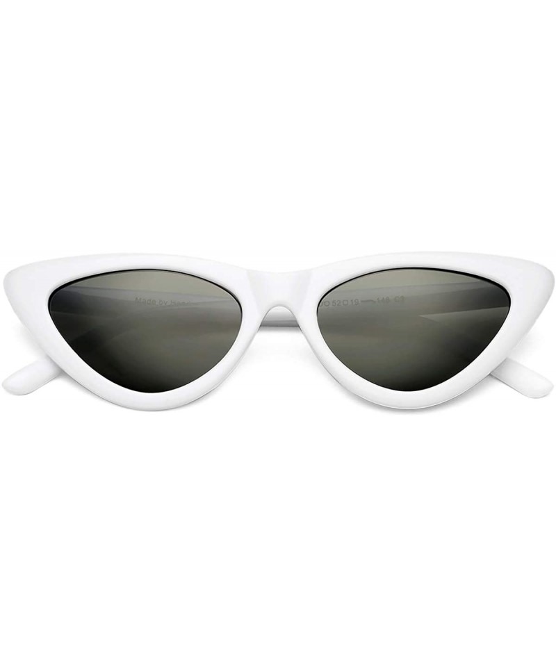 Round Retro Vintage Cat Eye Sunglasses for women Clout Goggles Composite Frame - A02 White/Grey - C018Q3DDE58 $10.78