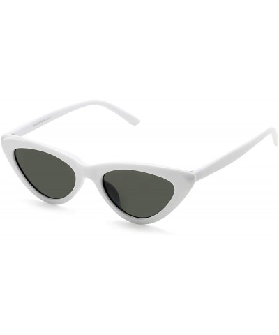 Round Retro Vintage Cat Eye Sunglasses for women Clout Goggles Composite Frame - A02 White/Grey - C018Q3DDE58 $10.78