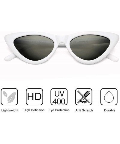 Round Retro Vintage Cat Eye Sunglasses for women Clout Goggles Composite Frame - A02 White/Grey - C018Q3DDE58 $10.78