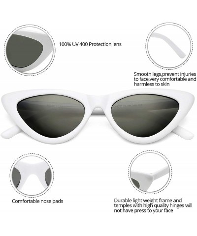 Round Retro Vintage Cat Eye Sunglasses for women Clout Goggles Composite Frame - A02 White/Grey - C018Q3DDE58 $10.78