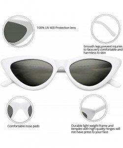 Round Retro Vintage Cat Eye Sunglasses for women Clout Goggles Composite Frame - A02 White/Grey - C018Q3DDE58 $22.76