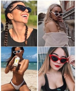 Round Retro Vintage Cat Eye Sunglasses for women Clout Goggles Composite Frame - A02 White/Grey - C018Q3DDE58 $22.76