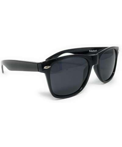 Sport Sunglasses Classic 80's Vintage Style Design - Black Gloss Polarized - C218XAXODLR $9.33