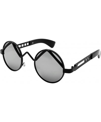 Round Vintage Inspired Round Circle Frames with Flat Mirrored Lens 25100&EC3138 - Ec3138 Black - CB183L8DTHI $8.84
