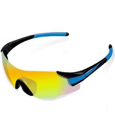 Sport Sports Cycling Sunglasses TR90 Unbreakable Frame Polarized Sports Sunglasses - Blue Frame - C218W8URLHI $14.77