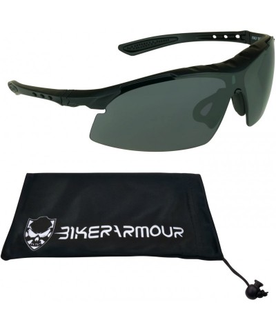 Semi-rimless Glasses Cycling Shooting Motorcycle Activities - Smoke Lens with Black Frame - CF11C2FYV67 $15.11