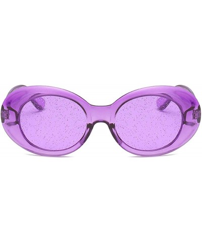 Oval Women's Cat Eye Sunglasses Retro Oval Oversized Plastic Lenses glasses - Purple - CX18NOAMDA6 $12.46