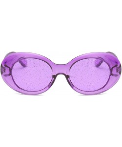 Oval Women's Cat Eye Sunglasses Retro Oval Oversized Plastic Lenses glasses - Purple - CX18NOAMDA6 $12.46
