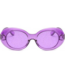 Oval Women's Cat Eye Sunglasses Retro Oval Oversized Plastic Lenses glasses - Purple - CX18NOAMDA6 $12.46