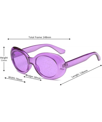 Oval Women's Cat Eye Sunglasses Retro Oval Oversized Plastic Lenses glasses - Purple - CX18NOAMDA6 $12.46