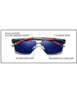 Rectangular Genuine quality square sunglasses men fashion polarized and UV400 Ultra light Al-Mg - Silver/Gray - CB18X75X9W8 $...