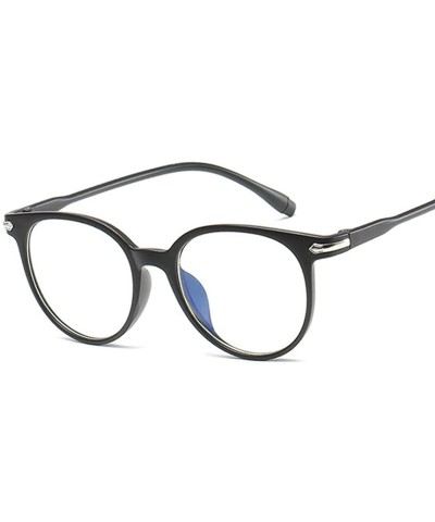 Goggle Fashion Vintage Transparent Cat Eye Women Glasses Retro Oval Frame Sun Luxury Blue Eyewear - Bright Black - C2197A20NZ...