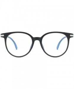 Goggle Fashion Vintage Transparent Cat Eye Women Glasses Retro Oval Frame Sun Luxury Blue Eyewear - Bright Black - C2197A20NZ...