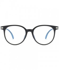 Goggle Fashion Vintage Transparent Cat Eye Women Glasses Retro Oval Frame Sun Luxury Blue Eyewear - Bright Black - C2197A20NZ...