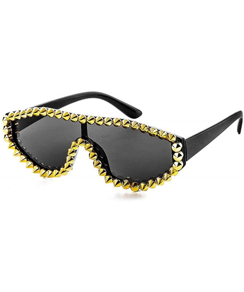 Goggle Men Sunglasses New Fashion Punk Rivet Goggle Vintage Sun Glasses for Women Novelty Club Sunglasses - Black - CG194L3CT...