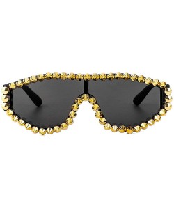 Goggle Men Sunglasses New Fashion Punk Rivet Goggle Vintage Sun Glasses for Women Novelty Club Sunglasses - Black - CG194L3CT...