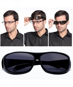 Oval Unisex HD Night Vision Driving Sunglasses- Wrap Around Glasses- Cycling Running Outdoor Sport Eyewear (Black) - CN187K6L...