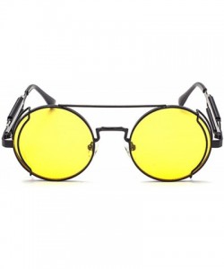 Round Retro Gothic Steampunk Sunglasses for Women Men Round Lens Metal Frame sunglasses John Lennon Round Sunglasses - CW196O...