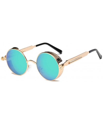 Round Metal Round Steampunk Sunglasses Men Designer Retro Frame Vintage Sunglasses UV400 - 4 - CR18R3A6MIL $26.65