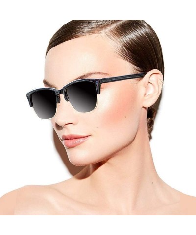 Rimless Retro Polarized Sunglasses Men Women Classic Casual Semi Rimless Round Fashion Sun Glasses - C918NAW6QEO $32.63