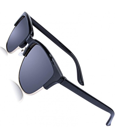 Rimless Retro Polarized Sunglasses Men Women Classic Casual Semi Rimless Round Fashion Sun Glasses - C918NAW6QEO $16.12