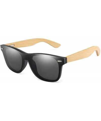 Oversized Vintage Bamboo Wood Frame Men Women Sunglasses Fashion Mirror Coating Sun Glasses Shades Eyewear UV400 - 2 - C91985...