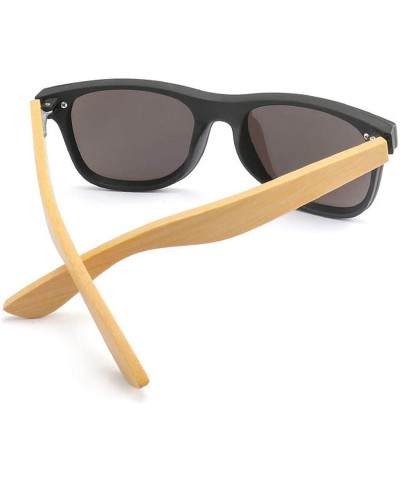 Oversized Vintage Bamboo Wood Frame Men Women Sunglasses Fashion Mirror Coating Sun Glasses Shades Eyewear UV400 - 2 - C91985...