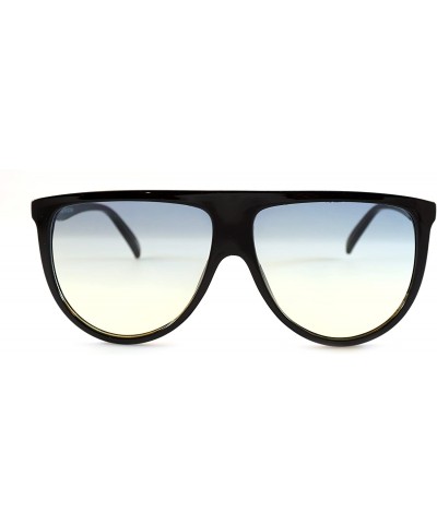 Aviator Cool Color Tinted Flat Lens Flat Top Square Sunglasses A016 - Black/ Blue Green Gradient - C3185DT2M75 $12.12