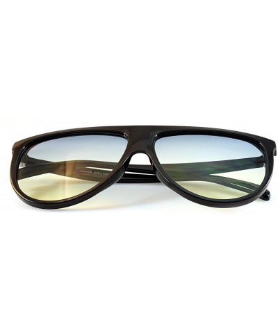 Aviator Cool Color Tinted Flat Lens Flat Top Square Sunglasses A016 - Black/ Blue Green Gradient - C3185DT2M75 $12.12