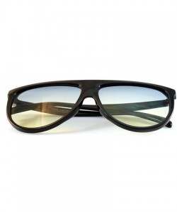 Aviator Cool Color Tinted Flat Lens Flat Top Square Sunglasses A016 - Black/ Blue Green Gradient - C3185DT2M75 $12.12