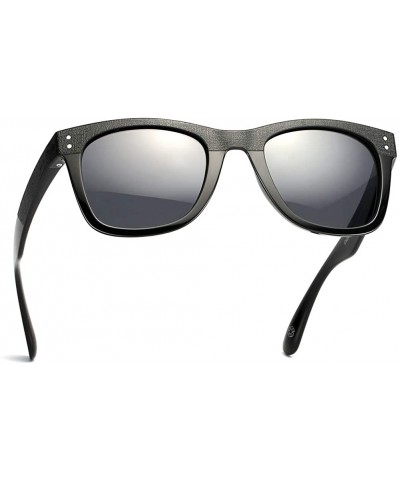 Square Polarized Sunglasses for Men Women UV400 Protection Driving Fishing Sun Glasses - Black/Grey Lens - CW18QCTS2LE $11.59