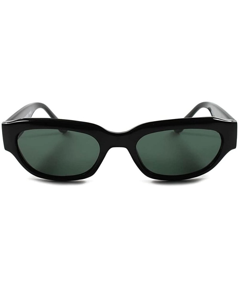 Rectangular Classic Deadstock Genuine Vintage 80s 90s Small Rectangle Sunglasses - Black - CC18X4SE8CZ $8.73