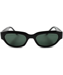 Rectangular Classic Deadstock Genuine Vintage 80s 90s Small Rectangle Sunglasses - Black - CC18X4SE8CZ $8.73